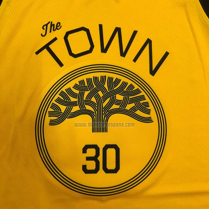 Camiseta Golden State Warriors Stephen Curry NO 30 Earned Amarillo